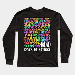 100Th Day Of School Teacher Kids 100 Days Math Numbers Long Sleeve T-Shirt